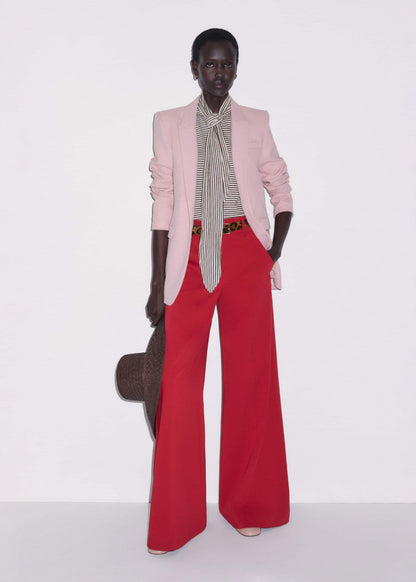 ME+EM Red High Waist Wide-Leg Pant