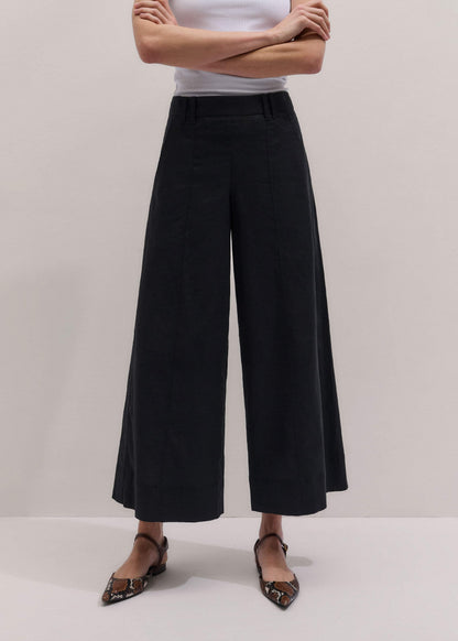 ME+EM Black Crop Wide-Leg Pant