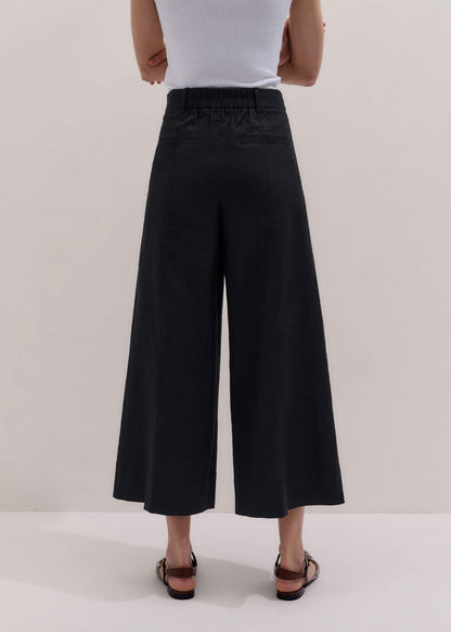 ME+EM Black Crop Wide-Leg Pant