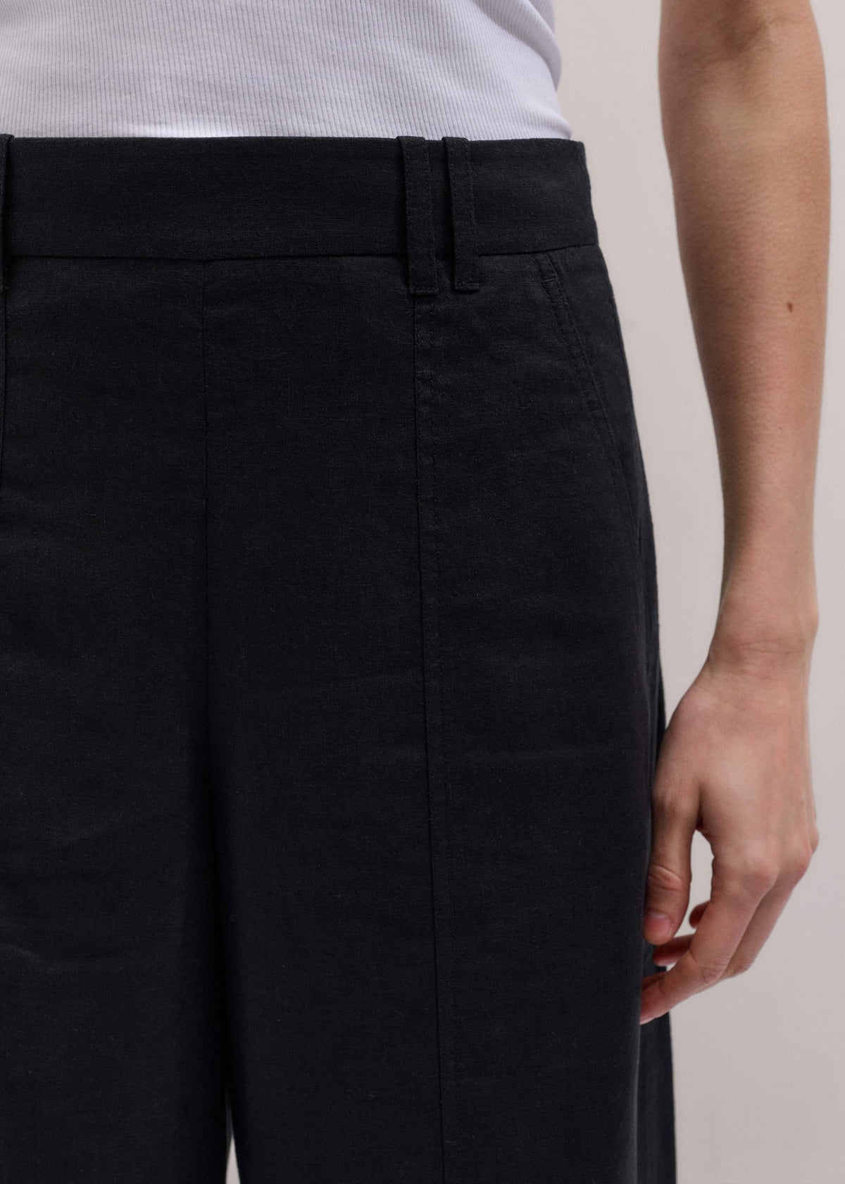 ME+EM Black Crop Wide-Leg Pant