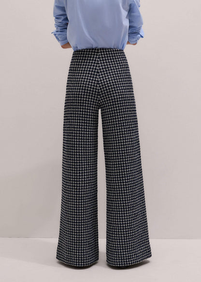 ME+EM Navy Textured Wide-Leg Pant