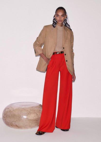 ME+EM Red Perfect Wide Pleat Front Pant
