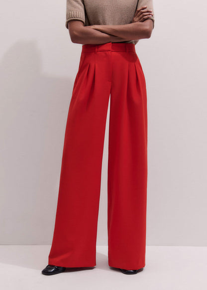 ME+EM Red Perfect Wide Pleat Front Pant