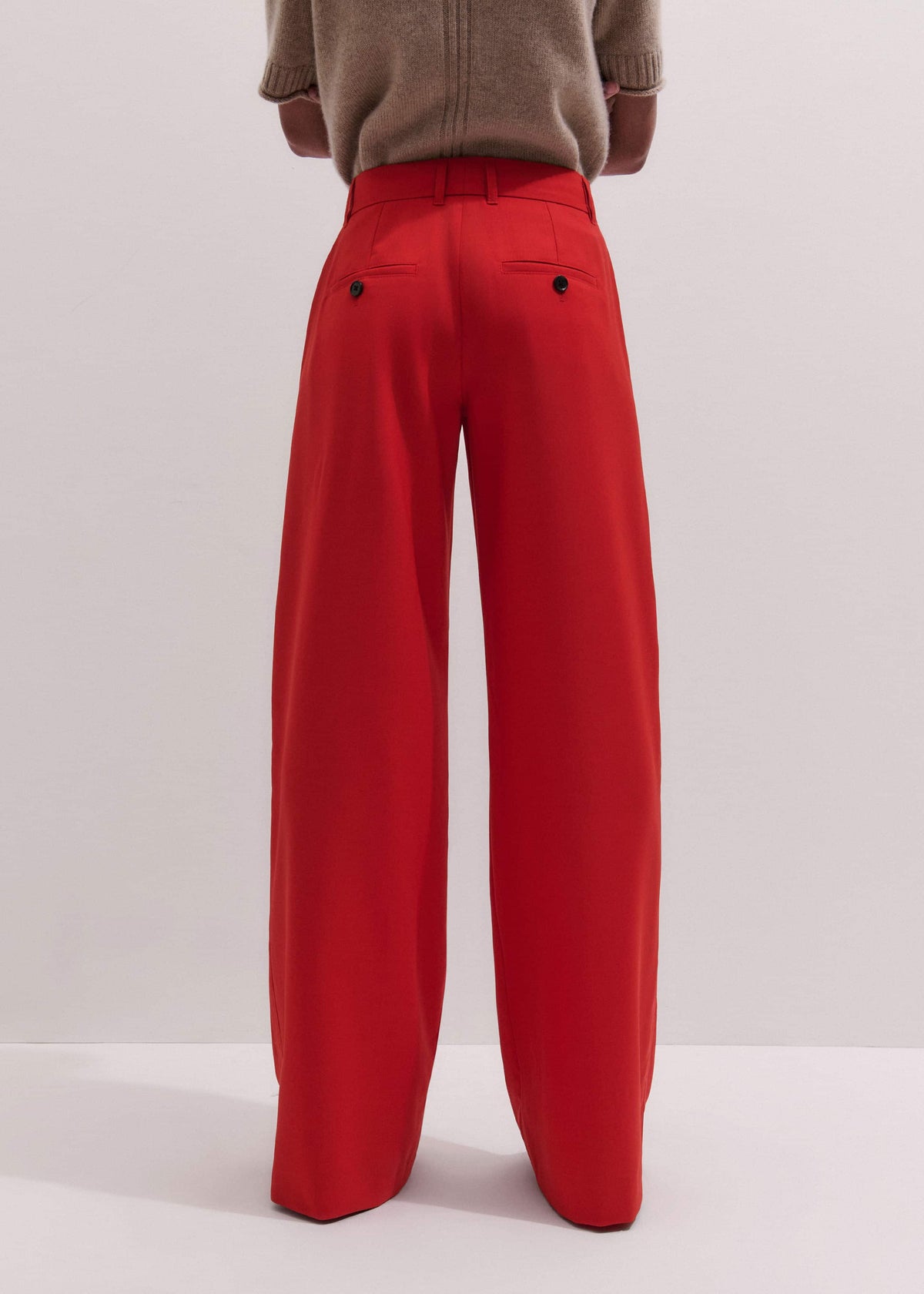 ME+EM Red Perfect Wide Pleat Front Pant