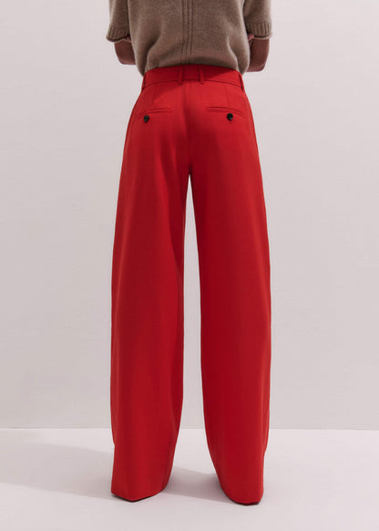 ME+EM Red Perfect Wide Pleat Front Pant