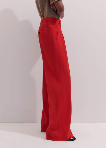 ME+EM Red Perfect Wide Pleat Front Pant