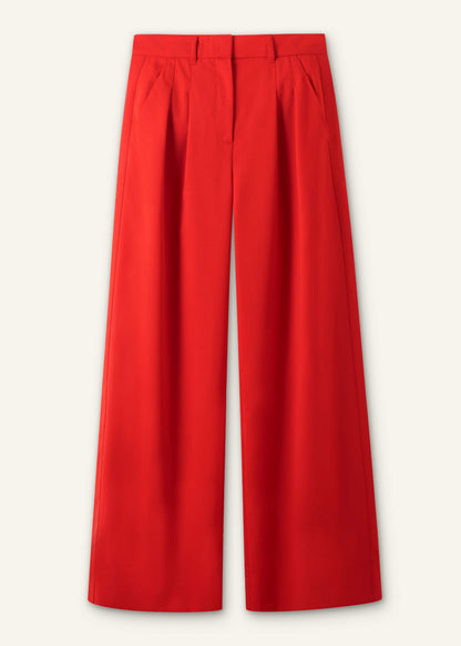 ME+EM Red Perfect Wide Pleat Front Pant