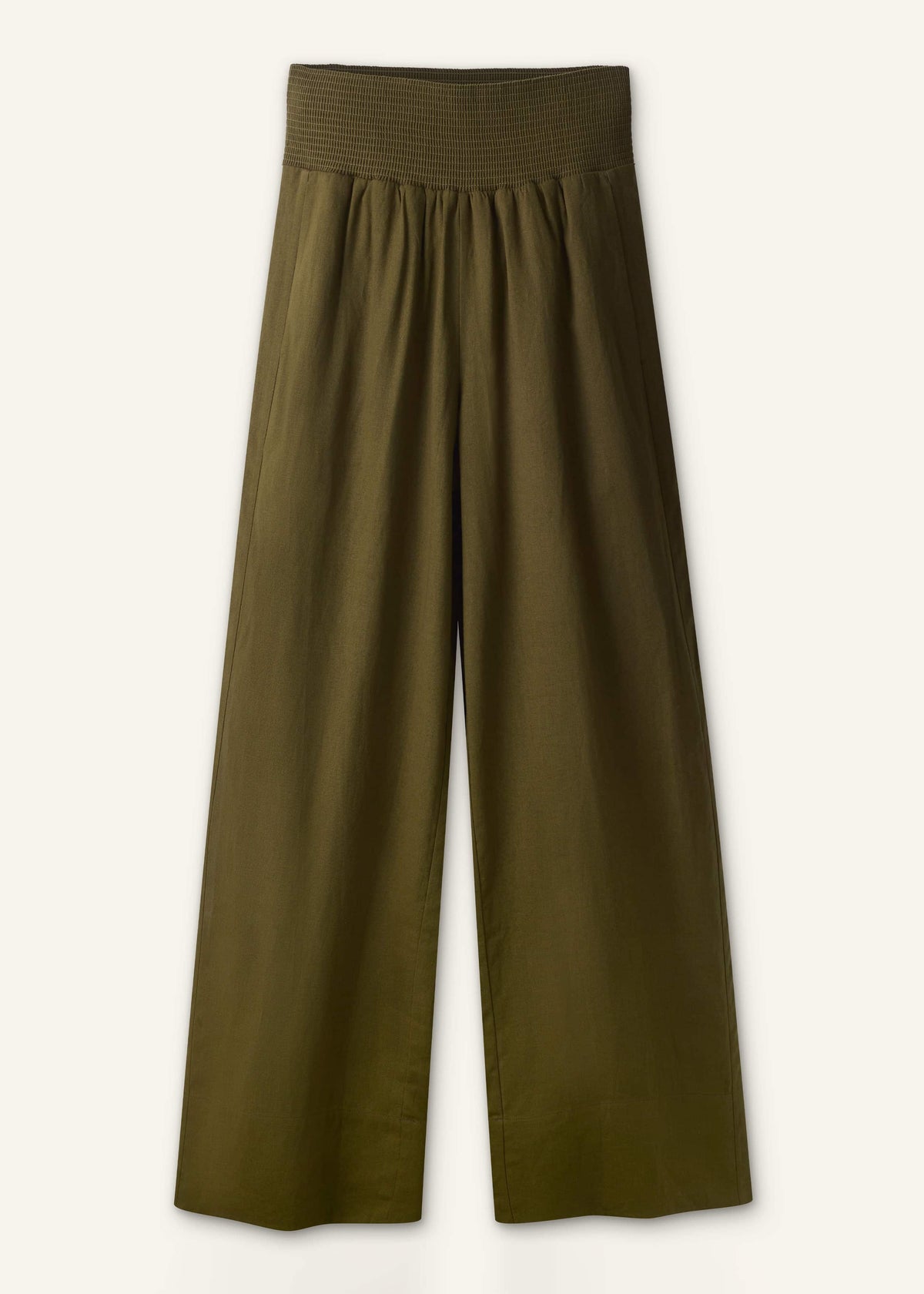 ME+EM Olive Green Shirred Wide Pant