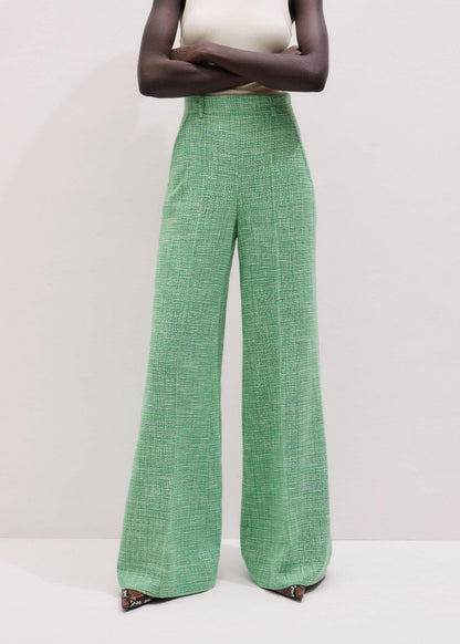 ME+EM Green Textured Wide-Leg Pant