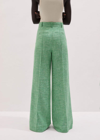 ME+EM Green Textured Wide-Leg Pant