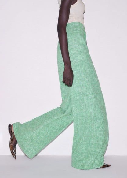 ME+EM Green Textured Wide-Leg Pant