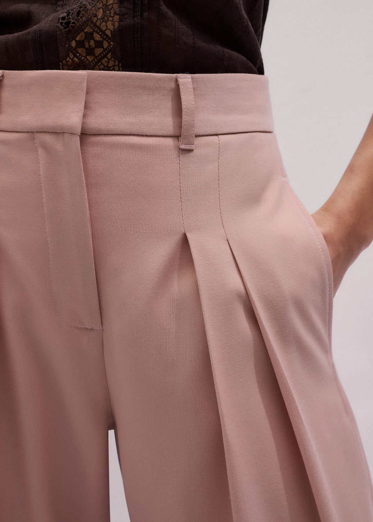 ME+EM Pink Pleat Wide-Leg Pant