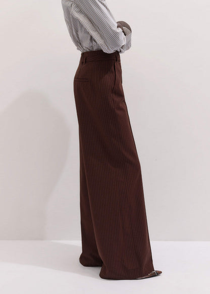 ME+EM Cinnamon Pinstripe Wide-Leg Pant