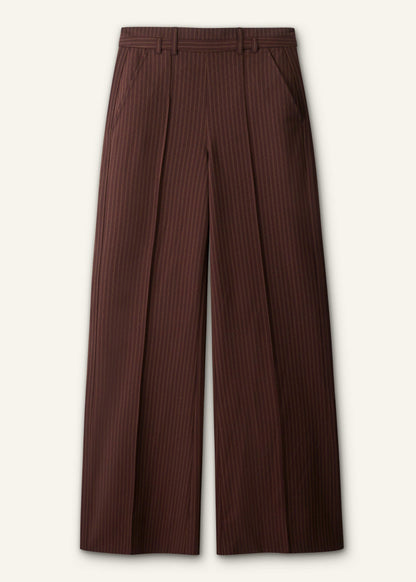 ME+EM Cinnamon Pinstripe Wide-Leg Pant