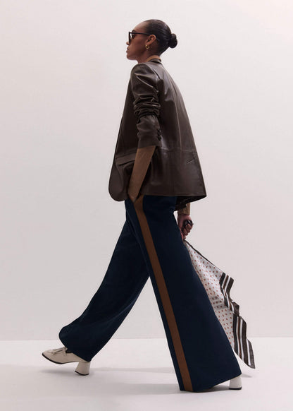 ME+EM Navy Contrast Side Panel Wide-Leg Pant