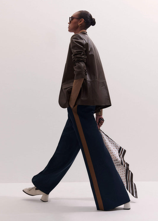 ME+EM Navy Contrast Side Panel Wide-Leg Pant