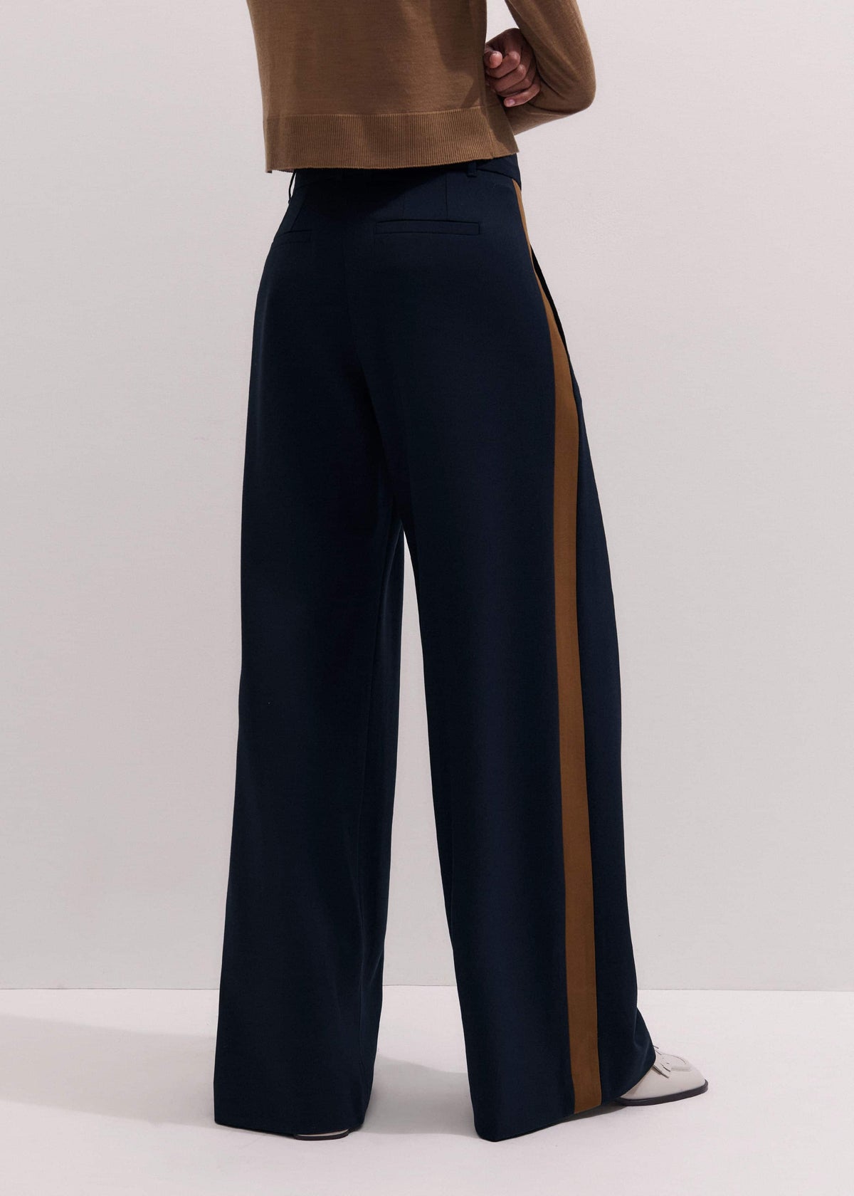 ME+EM Navy Contrast Side Panel Wide-Leg Pant