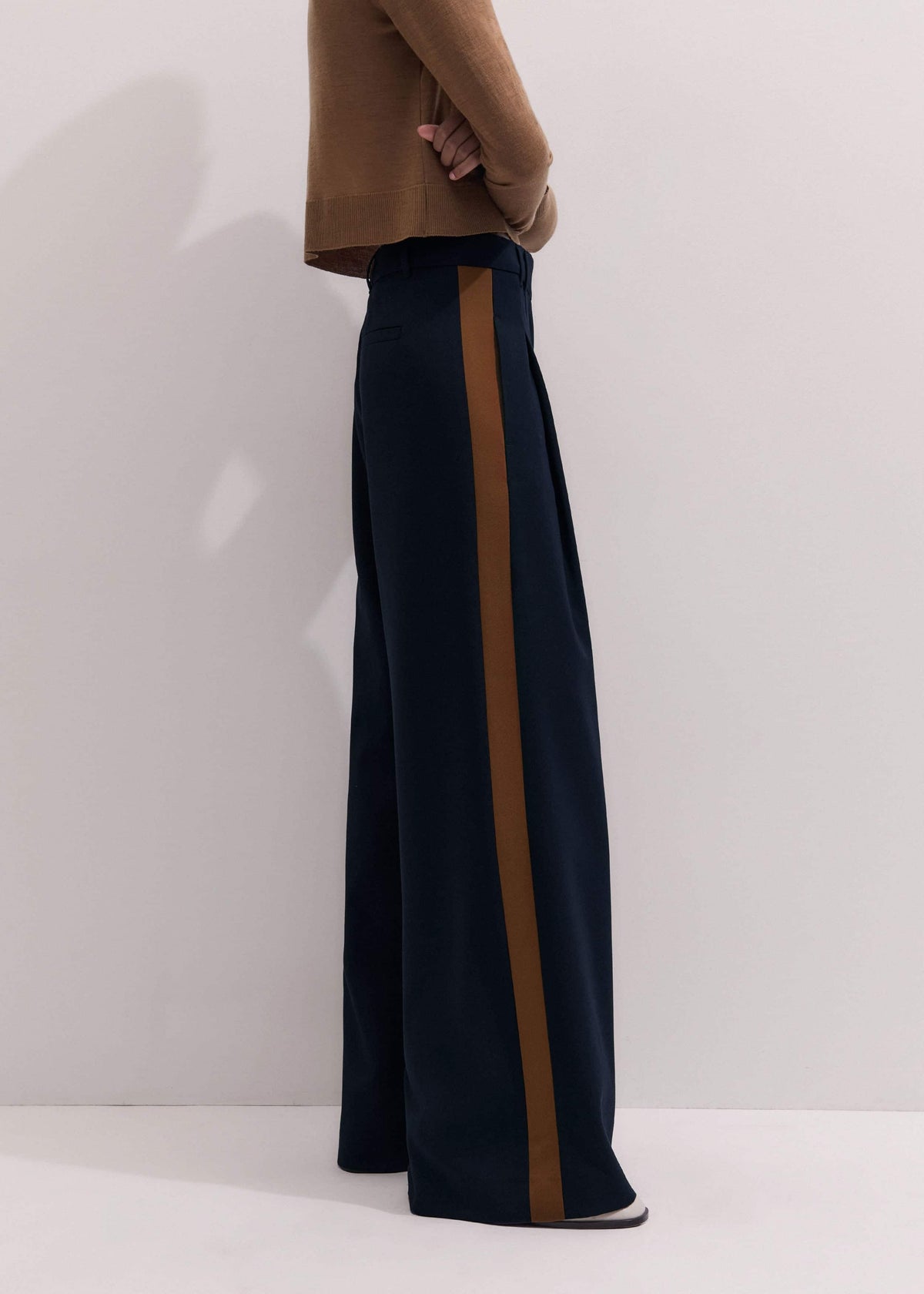 ME+EM Navy Contrast Side Panel Wide-Leg Pant