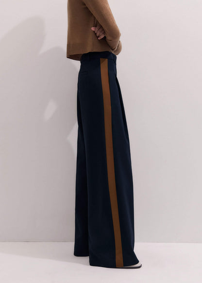 ME+EM Navy Contrast Side Panel Wide-Leg Pant