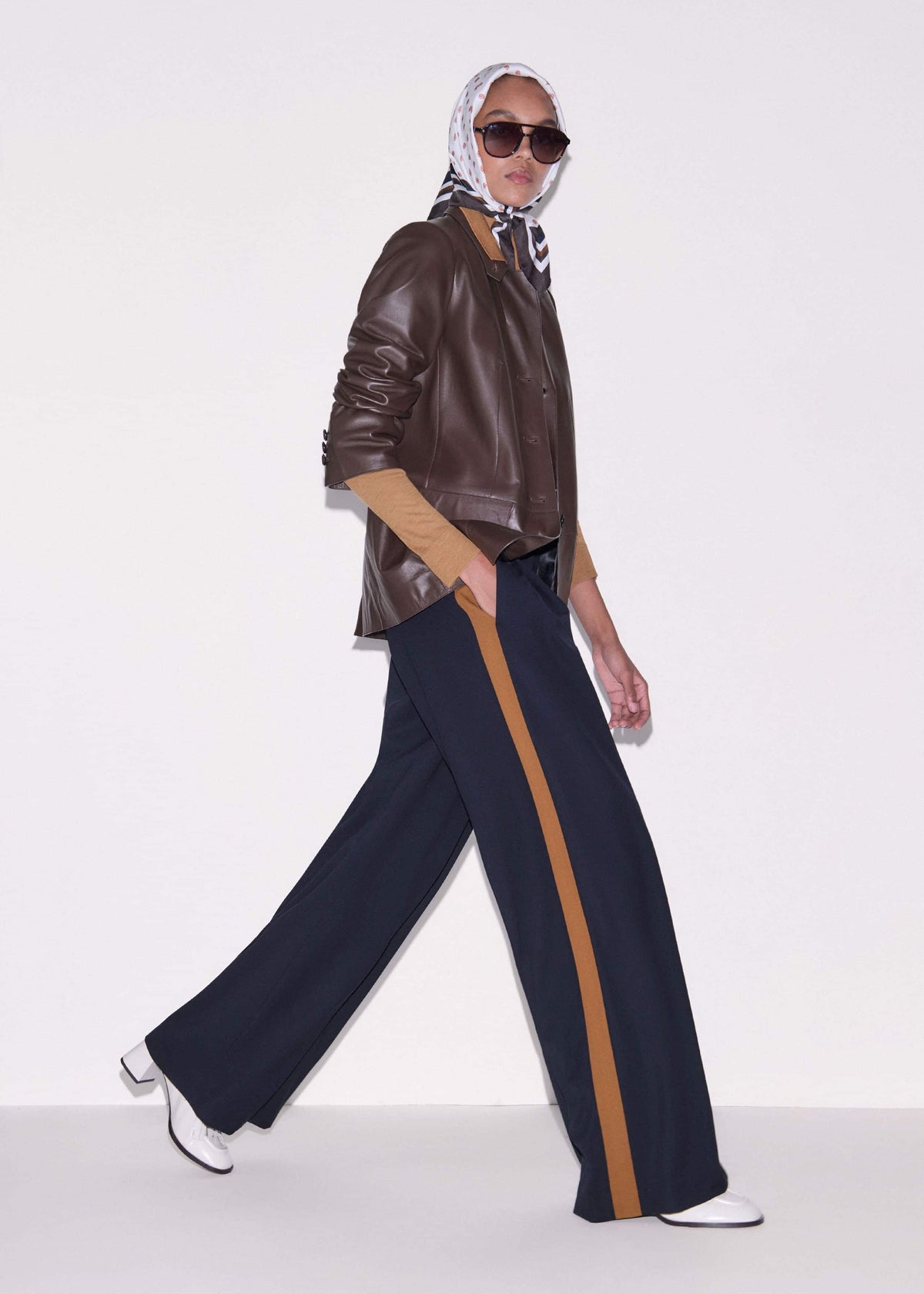 ME+EM Navy Contrast Side Panel Wide-Leg Pant