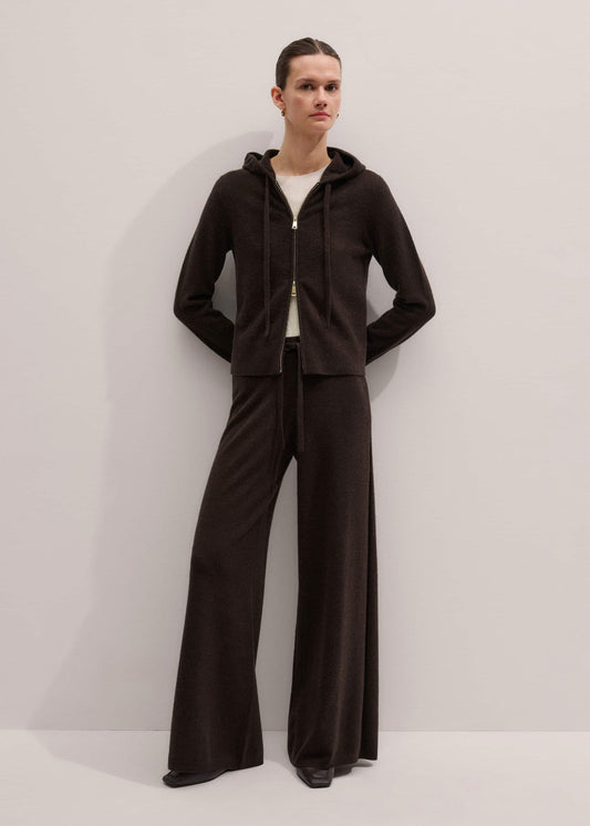 ME+EM Brown Cashmere Wide-Leg Knit Pant