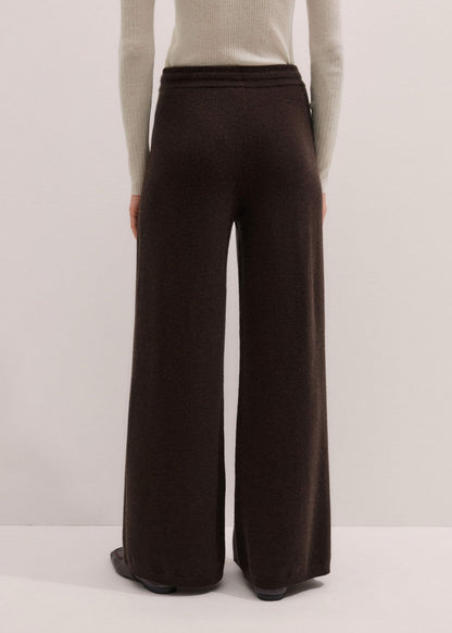 ME+EM Brown Cashmere Wide-Leg Knit Pant