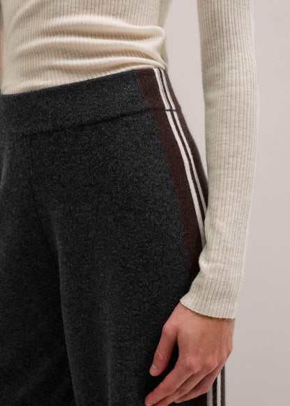 ME+EM Gray Side Stripe Milano Knit Wide Leg Pant