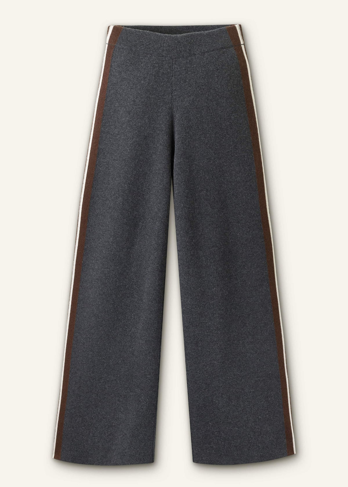 ME+EM Gray Side Stripe Milano Knit Wide Leg Pant