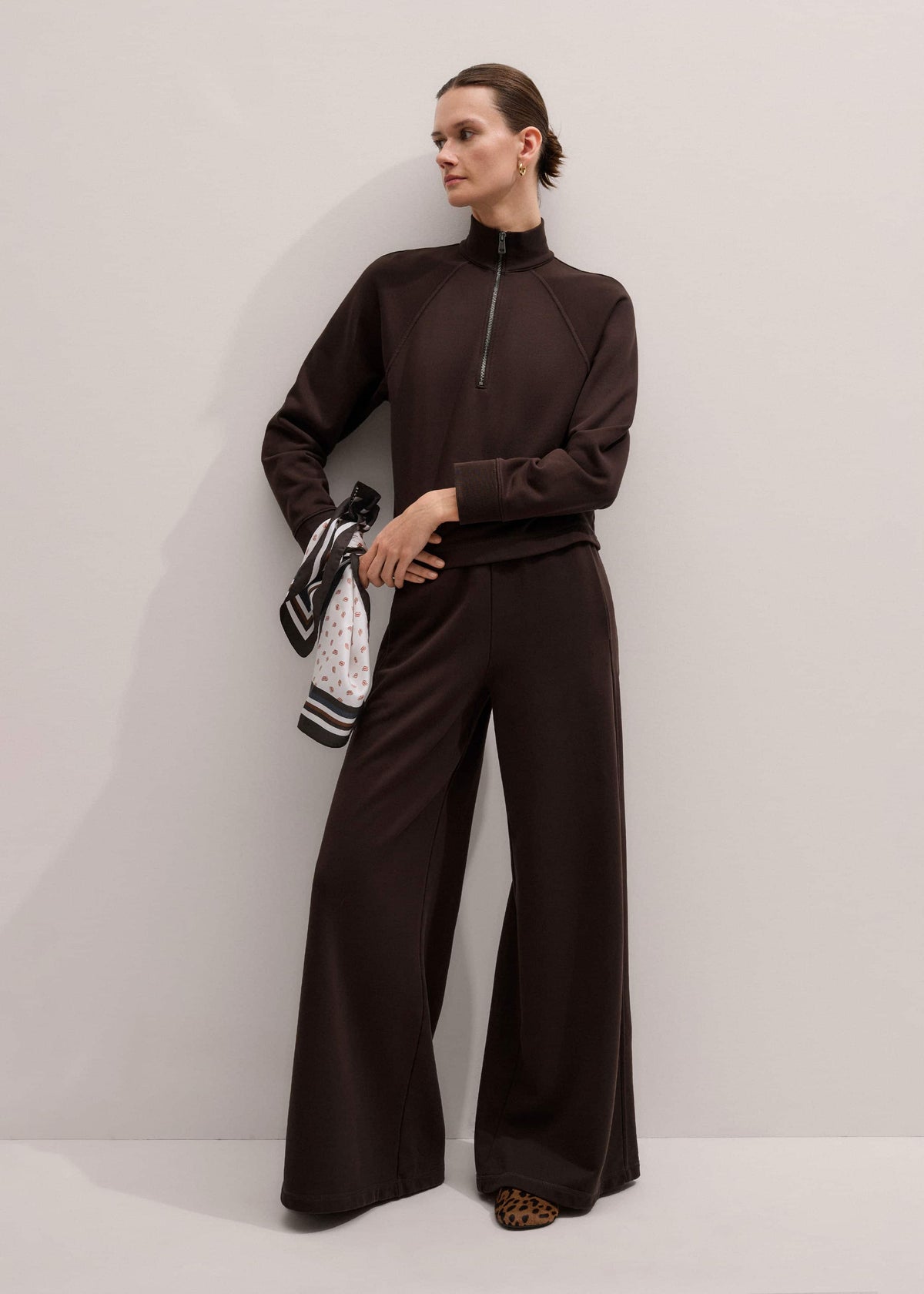 ME+EM Brown Sweatshirt Wide-Leg Track Pant