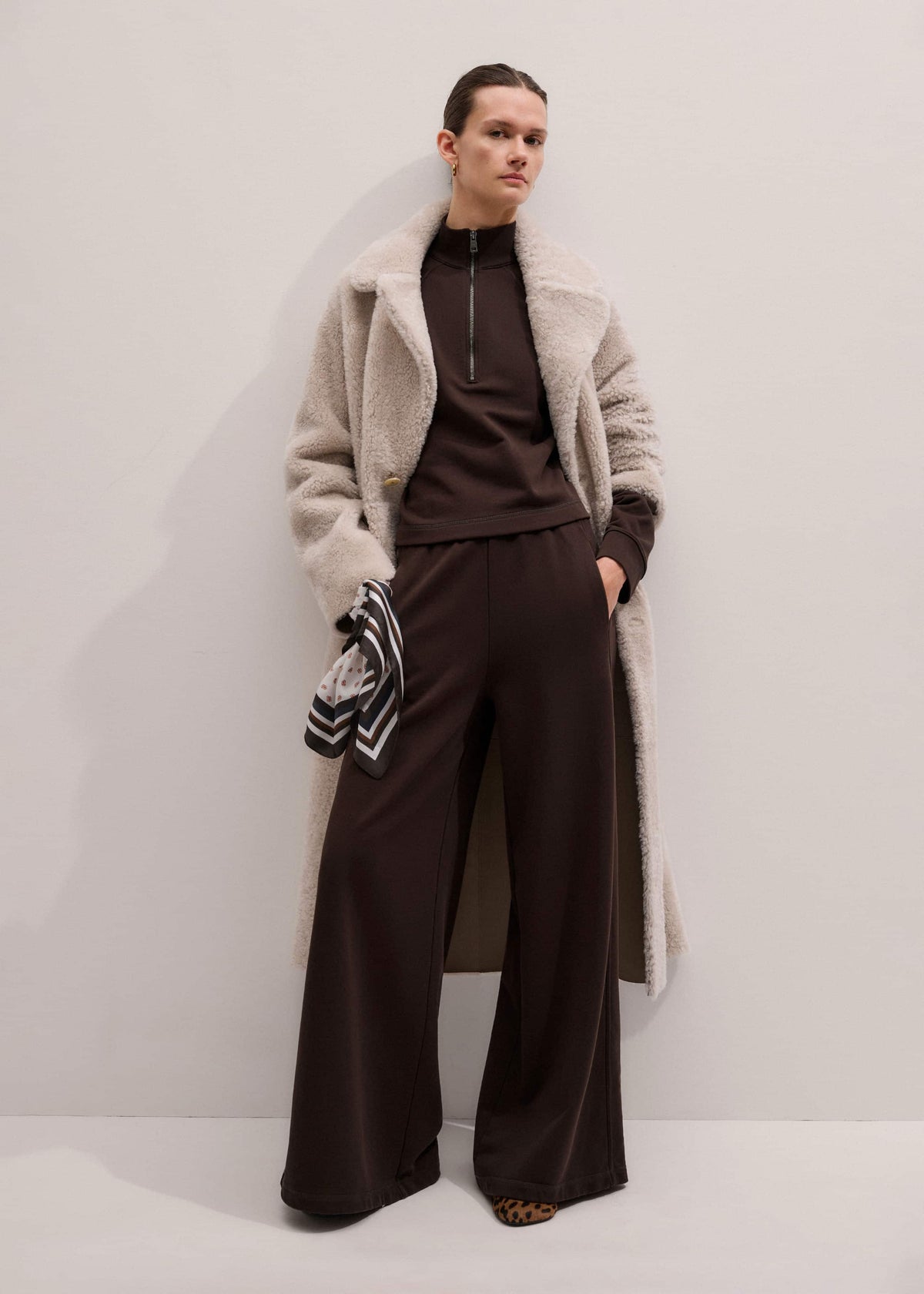 ME+EM Brown Sweatshirt Wide-Leg Track Pant