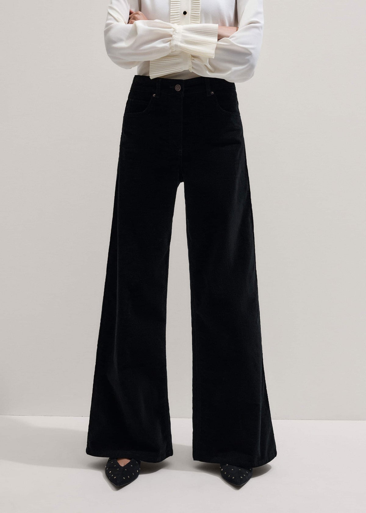 ME+EM Black Ultimate Wide-Leg Pant