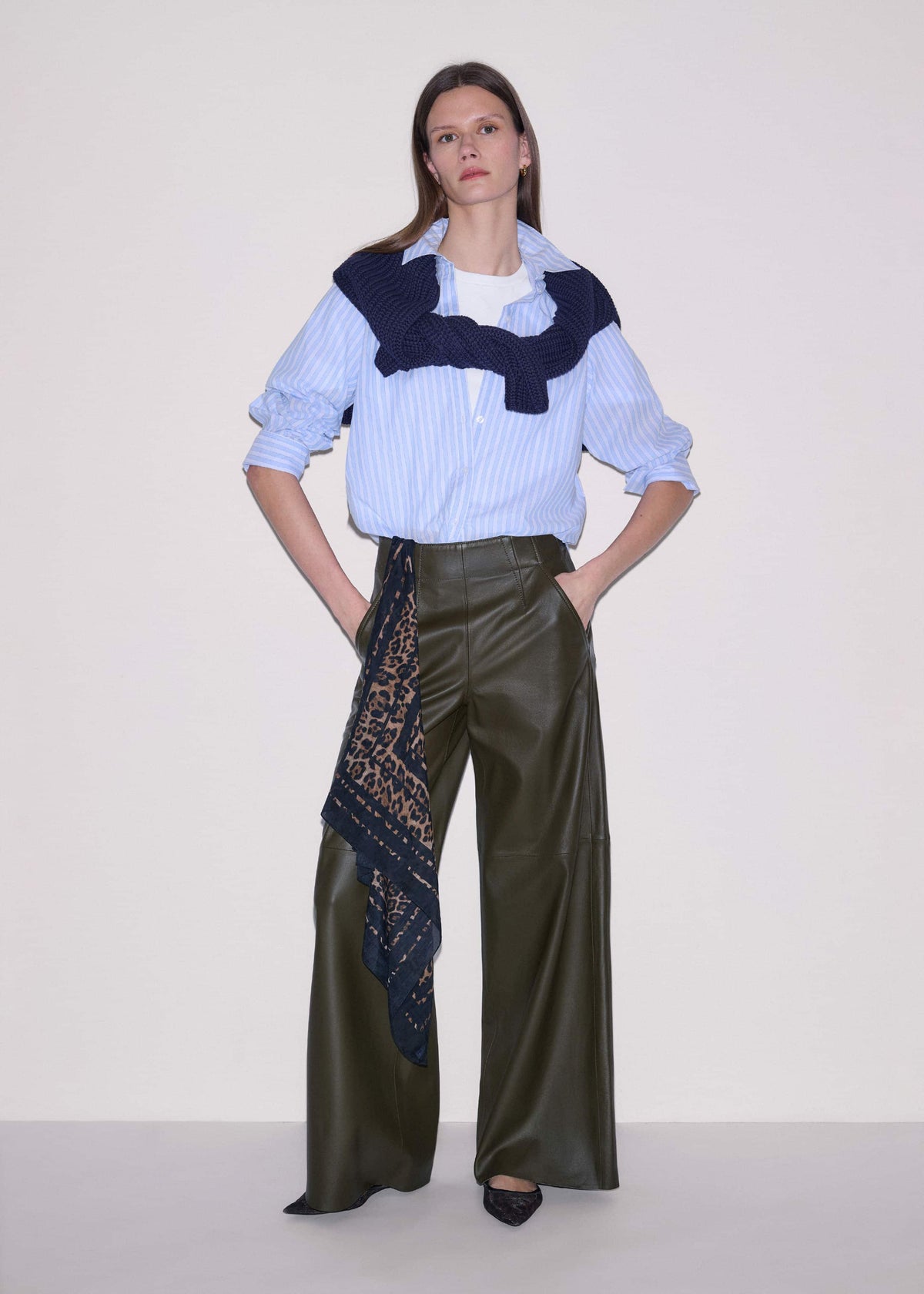 ME+EM Olive Green Wide-Leg Pant