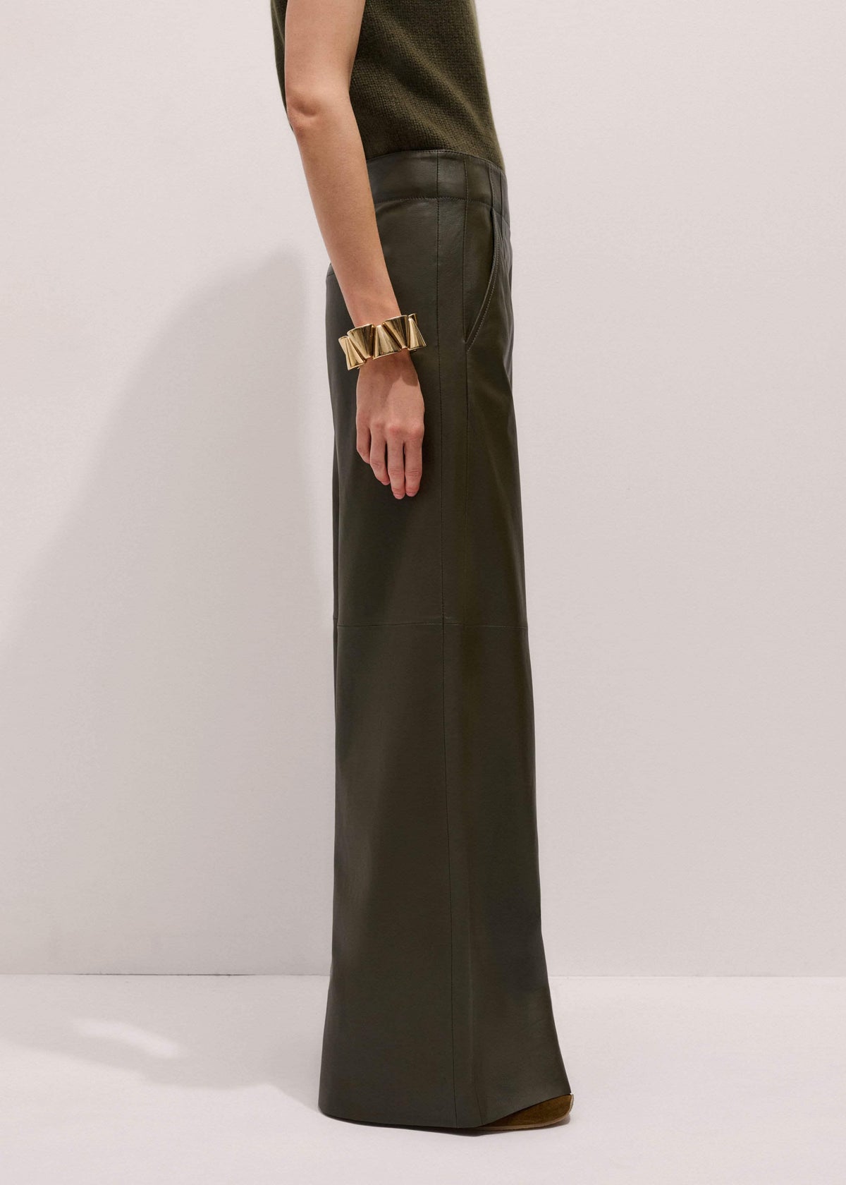 ME+EM Olive Green Wide-Leg Pant