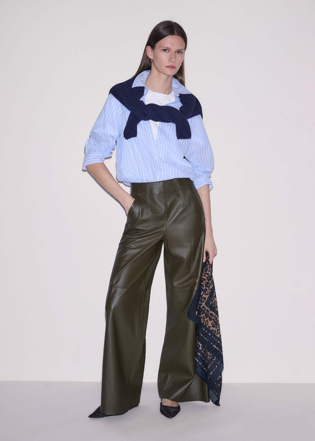 ME+EM Olive Green Wide-Leg Pant