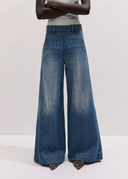 ME+EM Mid-Blue High Waist Wide Jean