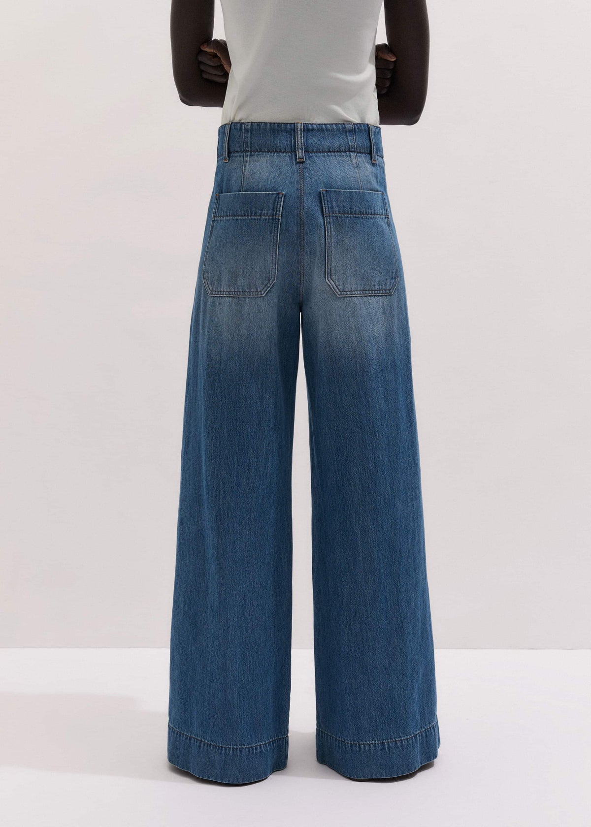 ME+EM Mid-Blue High Waist Wide Jean