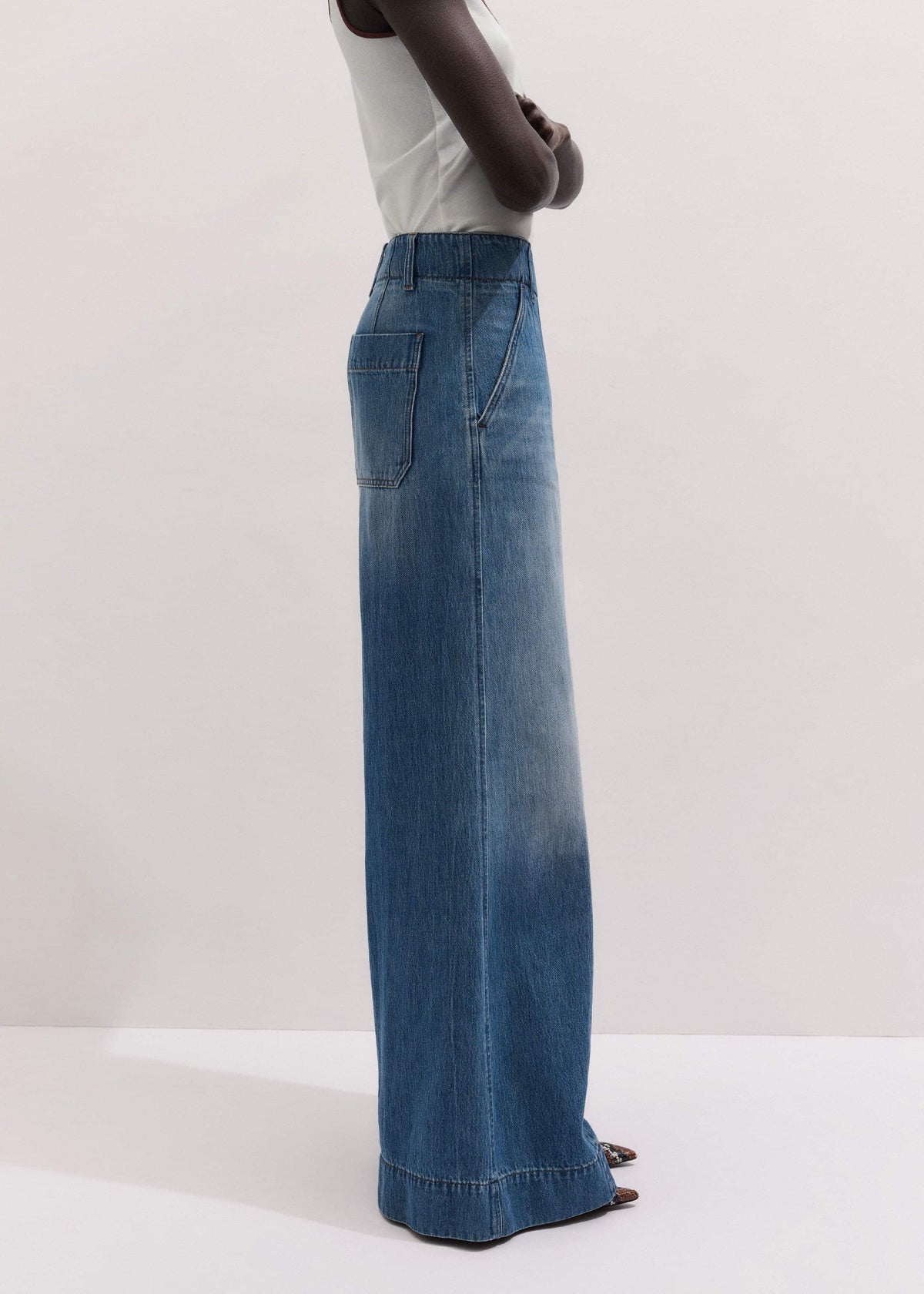 ME+EM Mid-Blue High Waist Wide Jean
