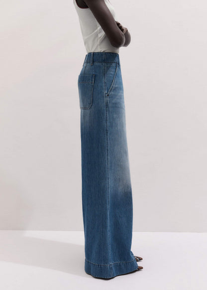 ME+EM Mid-Blue High Waist Wide Jean