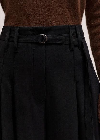 ME+EM Black Wool Ultra Wide-Leg Pleat Pant