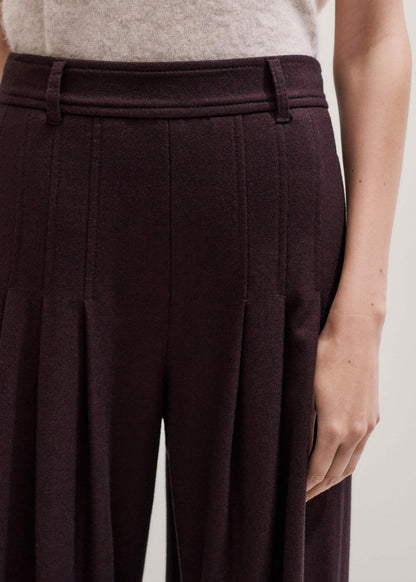 ME+EM Red Wool Multi Pleat Wide-Leg Pant