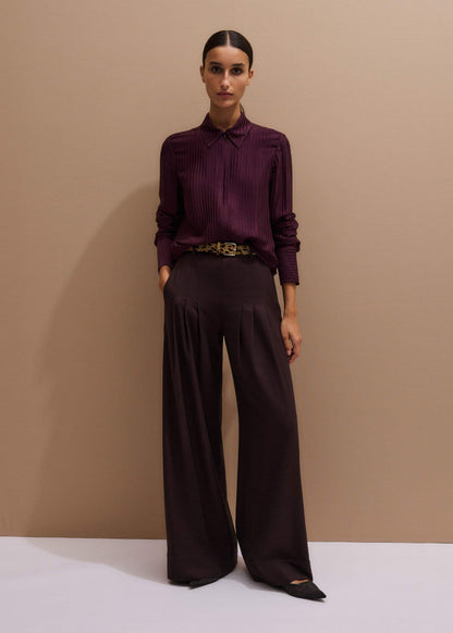 ME+EM Red Wool Multi Pleat Wide-Leg Pant