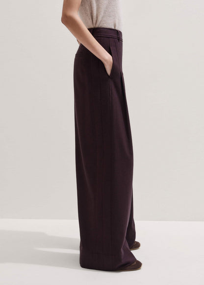 ME+EM Red Wool Multi Pleat Wide-Leg Pant