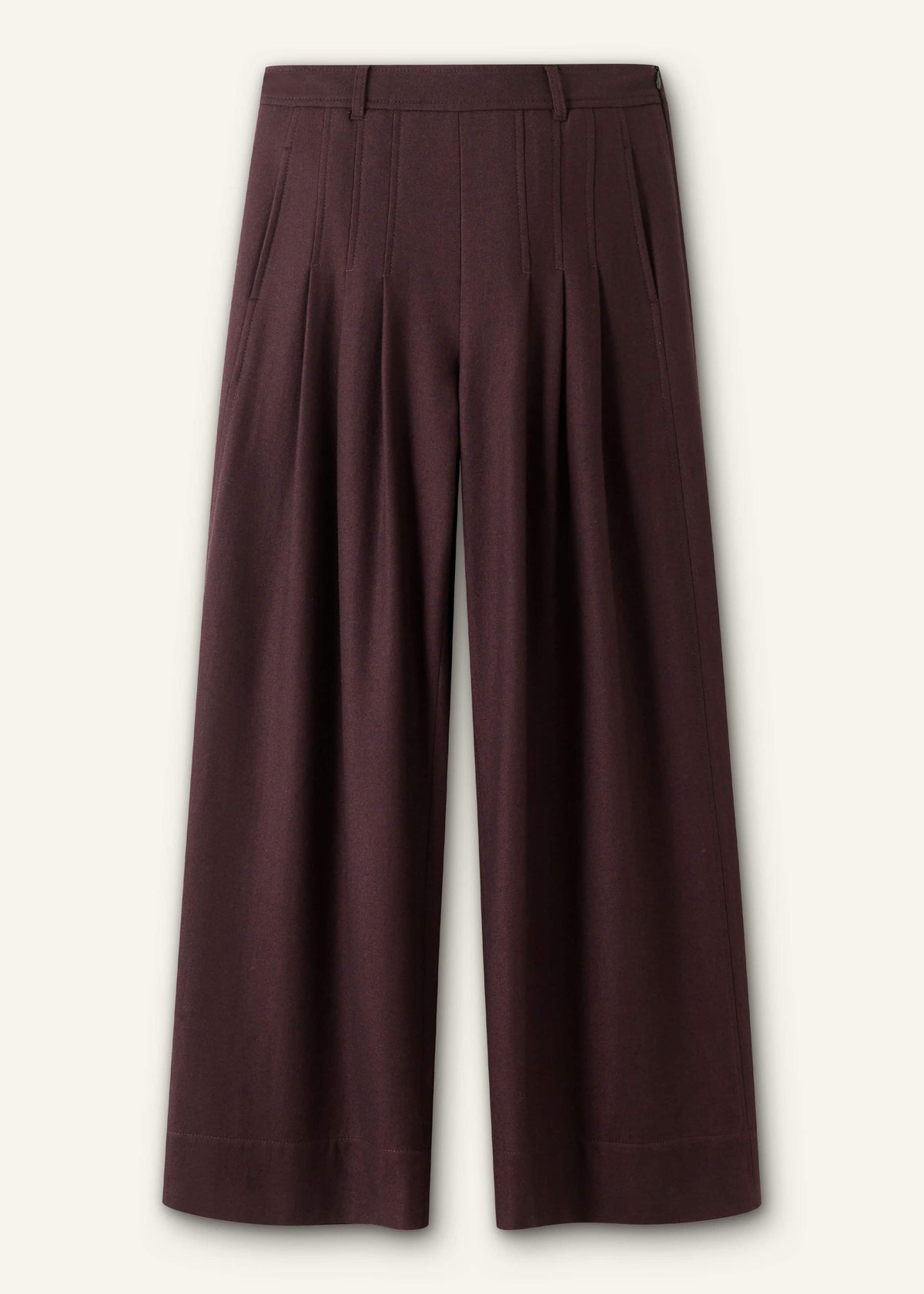 ME+EM Red Wool Multi Pleat Wide-Leg Pant