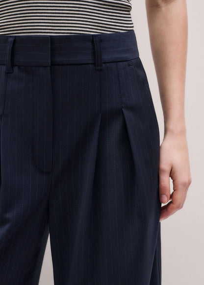 ME+EM Navy Pinstripe Pleat Front Man Pant
