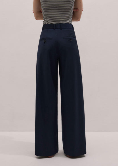ME+EM Navy Pinstripe Pleat Front Man Pant