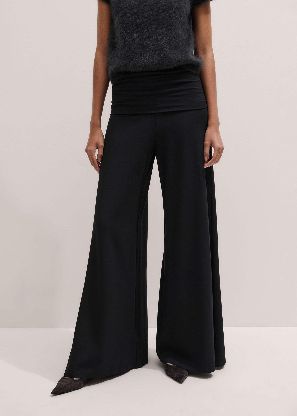 ME+EM Black Super Wide Palazzo Pant