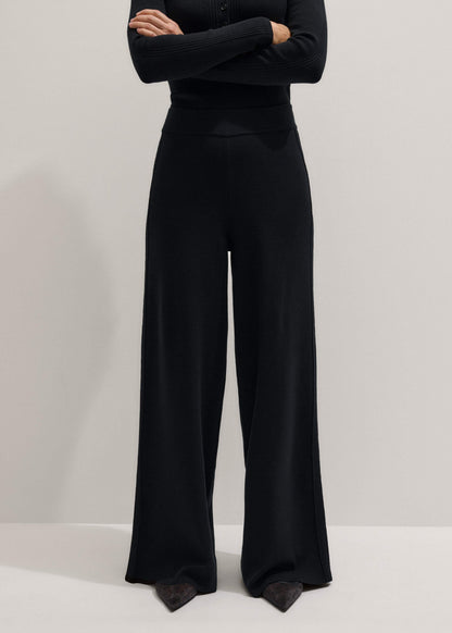 ME+EM Black Silk Knit Evening Palazzo Pant