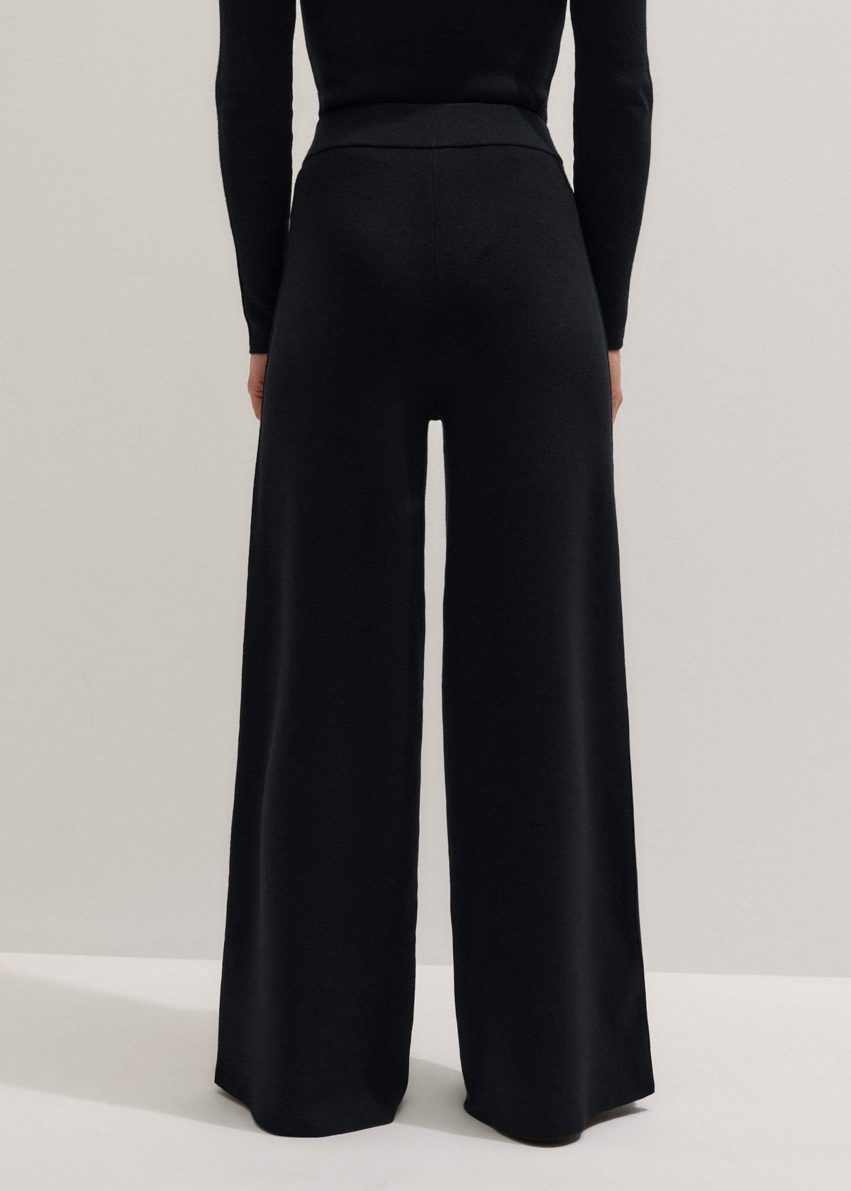 ME+EM Black Silk Knit Evening Palazzo Pant