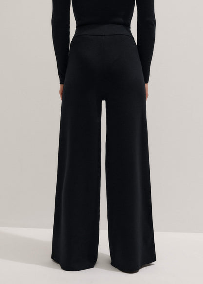ME+EM Black Silk Knit Evening Palazzo Pant