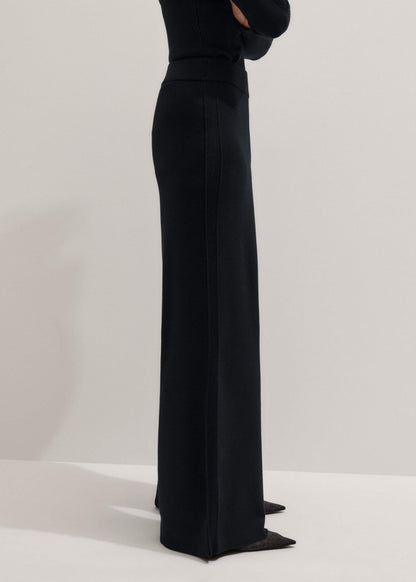 ME+EM Black Silk Knit Evening Palazzo Pant